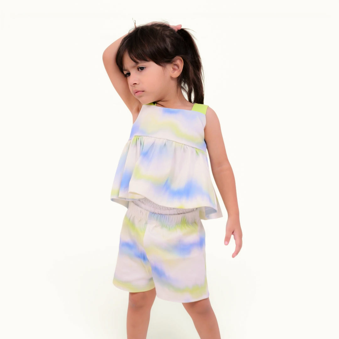 Blue Green Dye Short Set