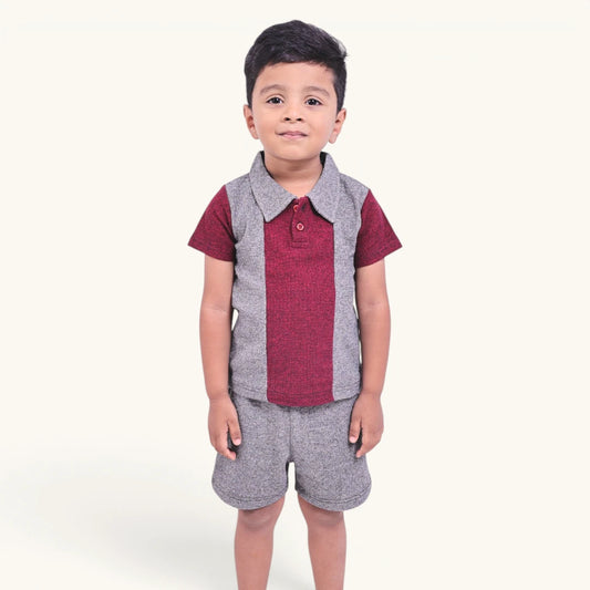 Grey Red Stripe Collar Set