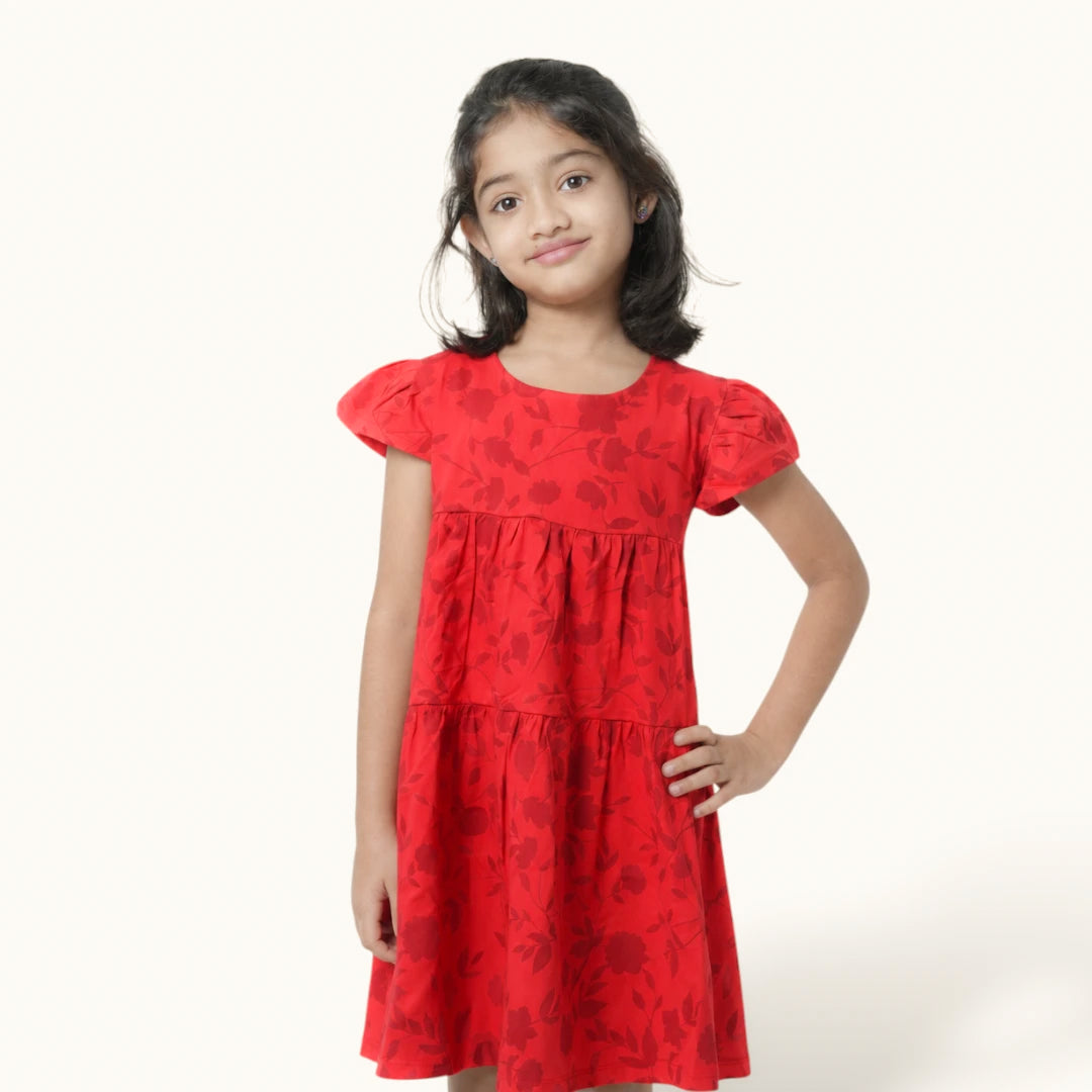 Red & Maroon Layerd Frock