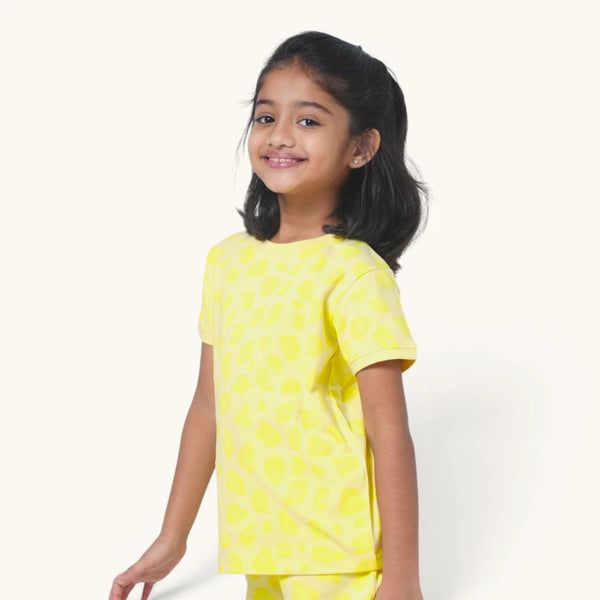 Girl's Yellow Paw Print Night Set