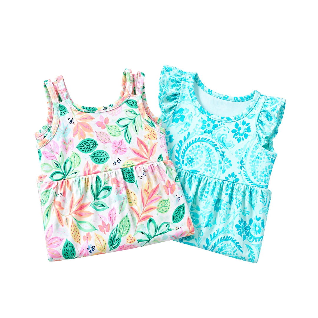 Pastel Eggs & Coral Daisy Dresses (Pack of 2)