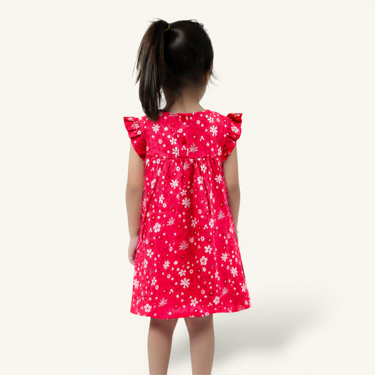 Red & White Floral Frock