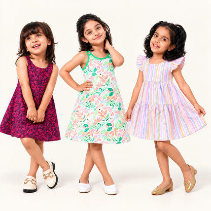 Bloom & Bright Frock Set (Pack of 3)