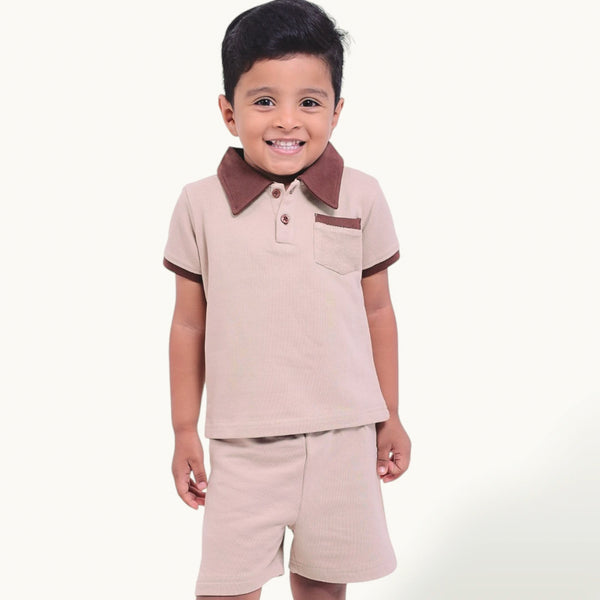Beige Texture Collar Set