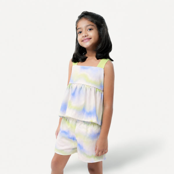Blue Green Dye Short Set