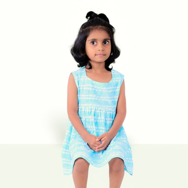 Blue Tie Dye Square Neck Frock