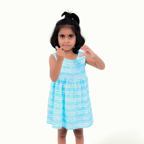 Blue Tie Dye Square Neck Frock
