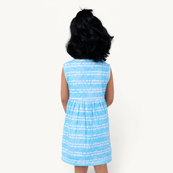 Blue Tie Dye Square Neck Frock