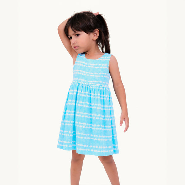 Blue Tie Dye Square Neck Frock
