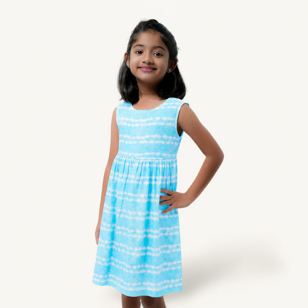 Blue Tie Dye Square Neck Frock
