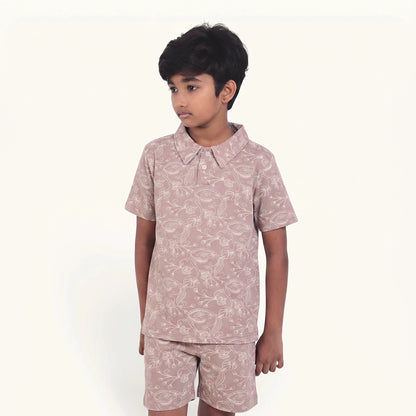 Brown & Off White Collar Set