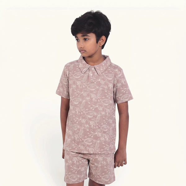 Brown & Off White Collar Set