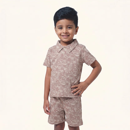 Brown & Off White Collar Set