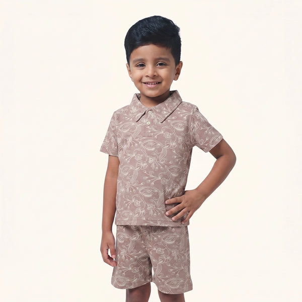 Brown & Off White Collar Set