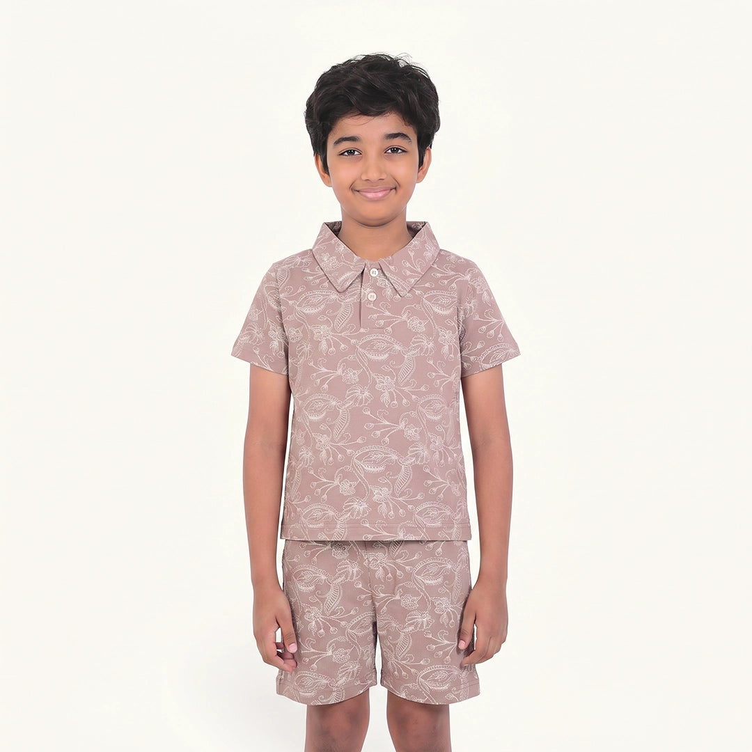 Brown & Off White Collar Set