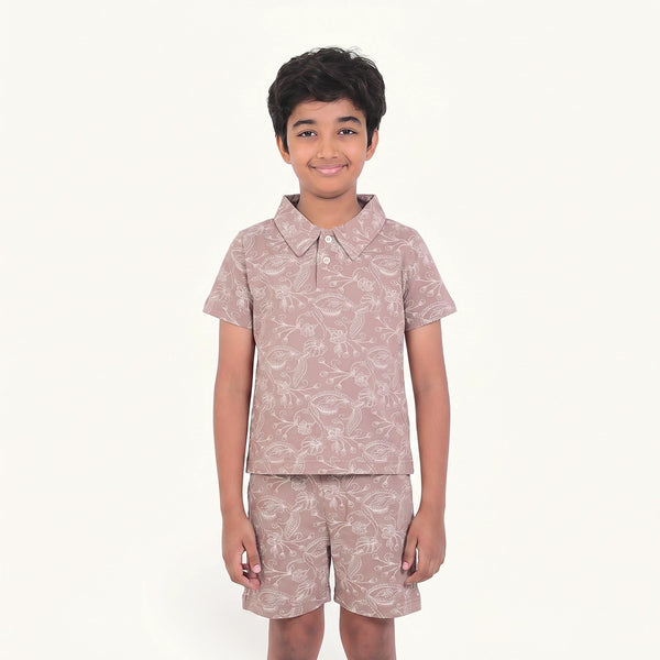 Brown & Off White Collar Set