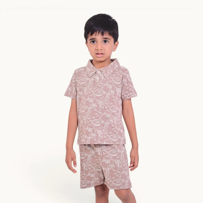 Brown & Off White Collar Set