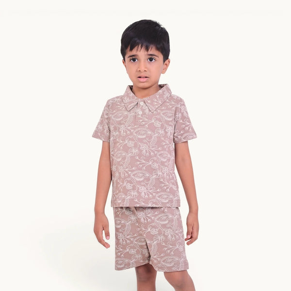 Brown & Off White Collar Set