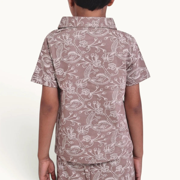 Brown & Off White Collar Set