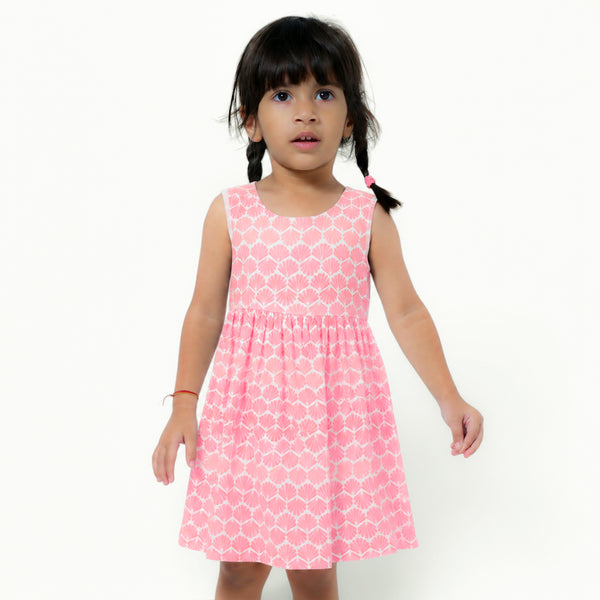 Coral Print Square Neck Frock
