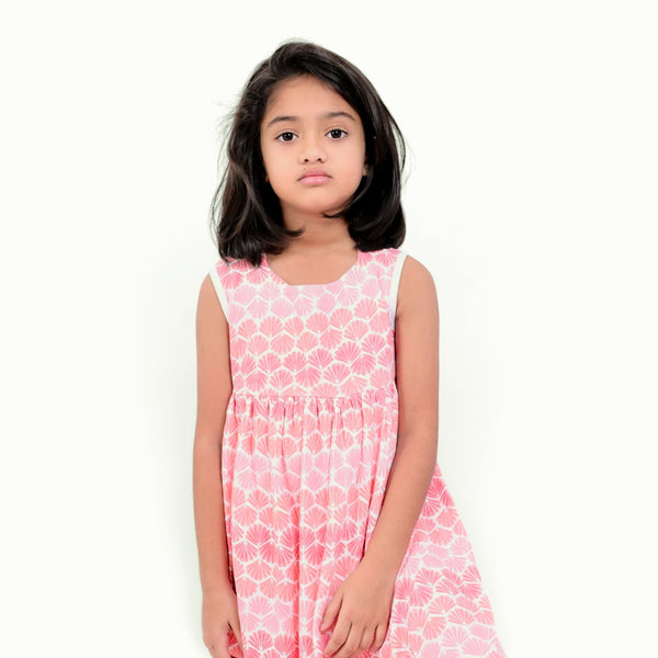 Coral Print Square Neck Frock