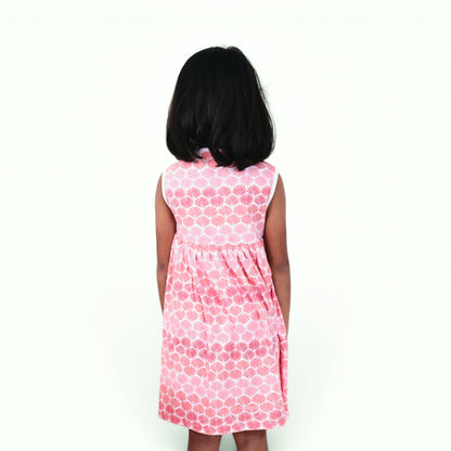 Coral Print Square Neck Frock