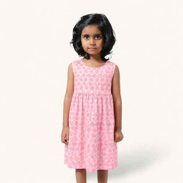 Coral Print Square Neck Frock