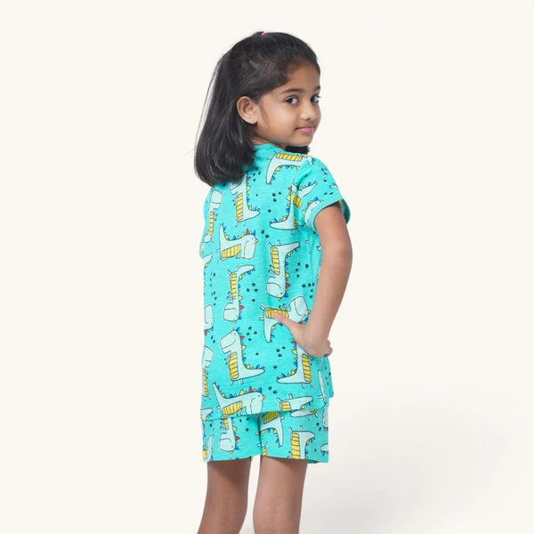 Girl's Dino Printed Night Set