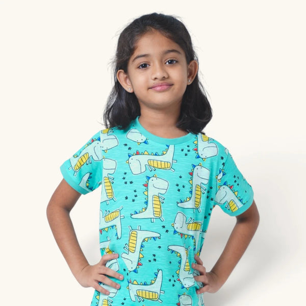 Girl's Dino Printed Night Set