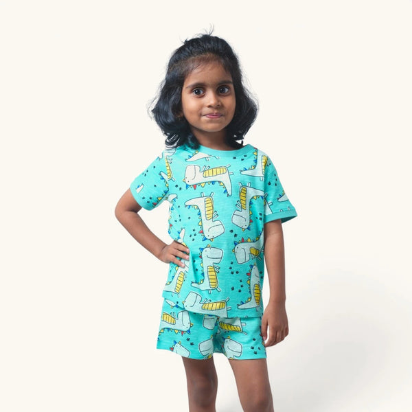 Girl's Dino Printed Night Set