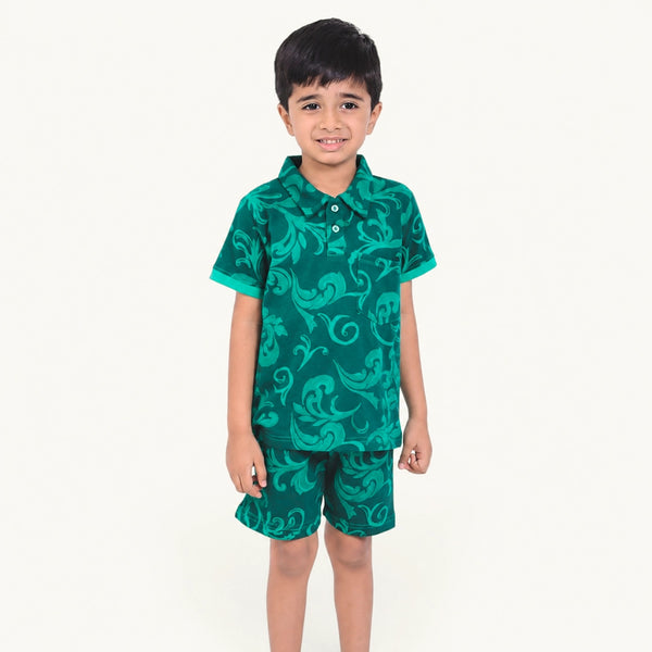 Green AOP Collar Set