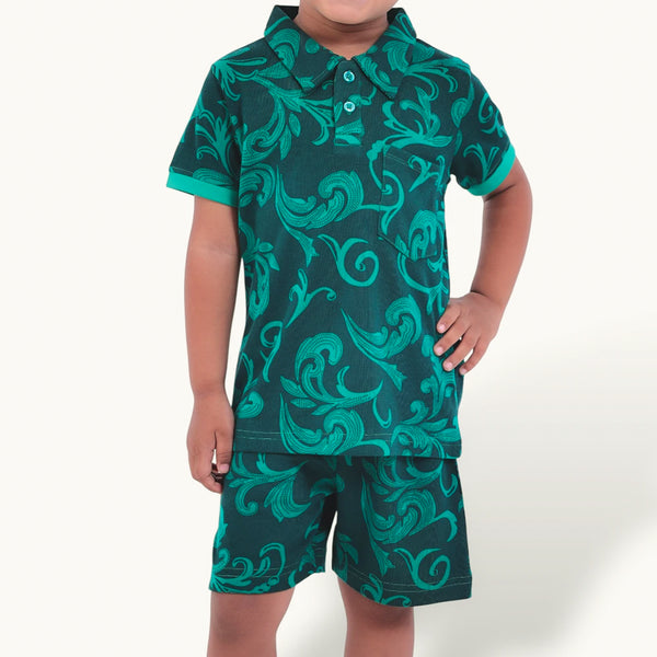 Green AOP Collar Set