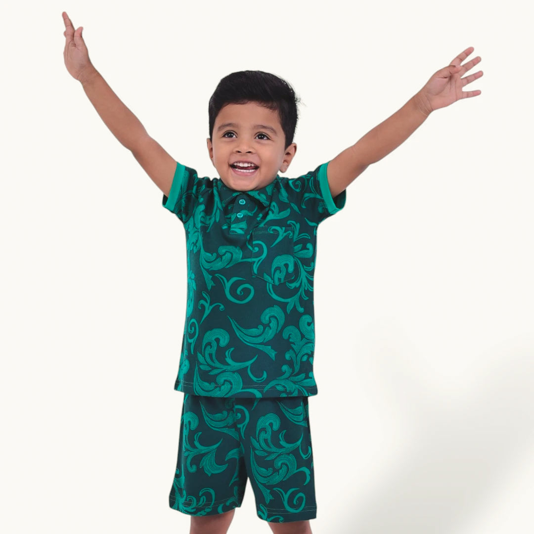 Green AOP Collar Set