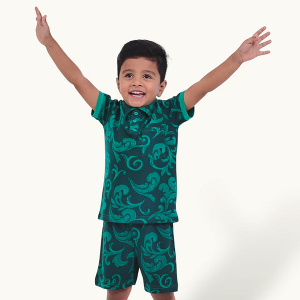 Green AOP Collar Set