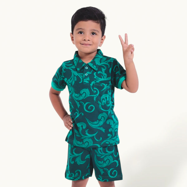 Green AOP Collar Set