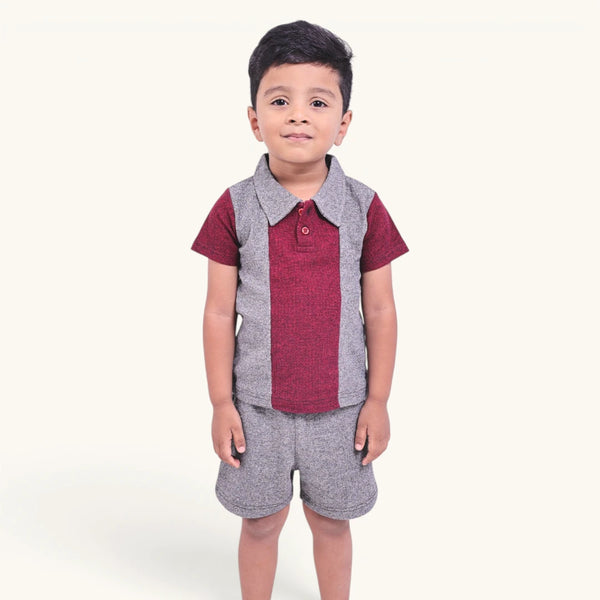 Grey Red Stripe Collar Set