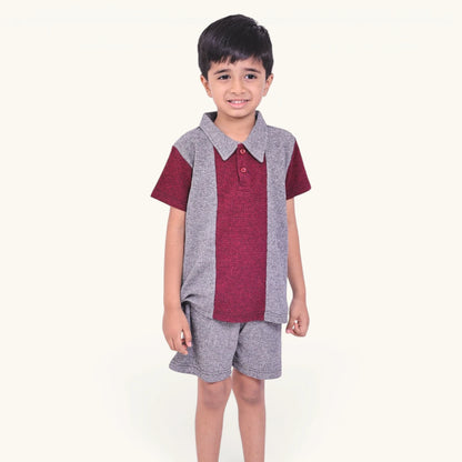 Grey Red Stripe Collar Set