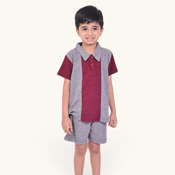 Grey Red Stripe Collar Set