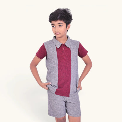 Grey Red Stripe Collar Set