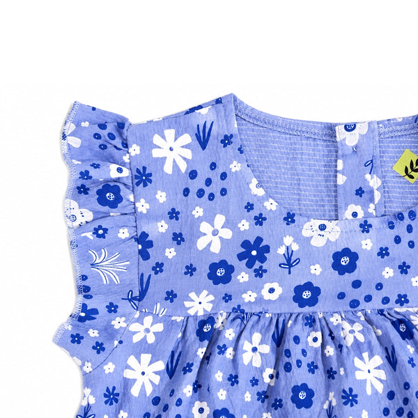 Blue Floral Short Frock