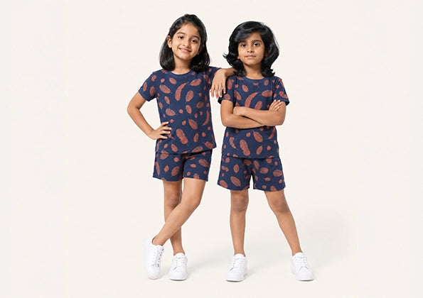 Girl's Leaf print Night Set