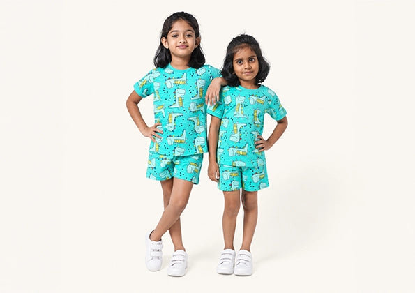 Girl's Dino Printed Night Set