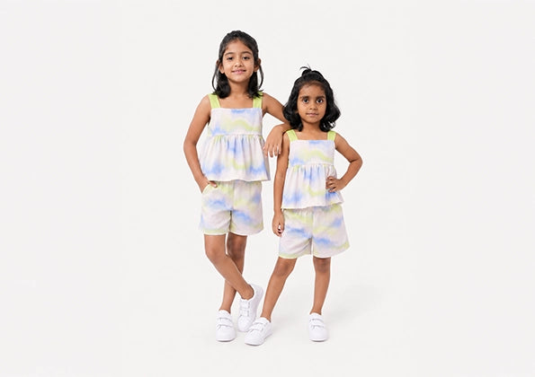 Blue Green Dye Short Set