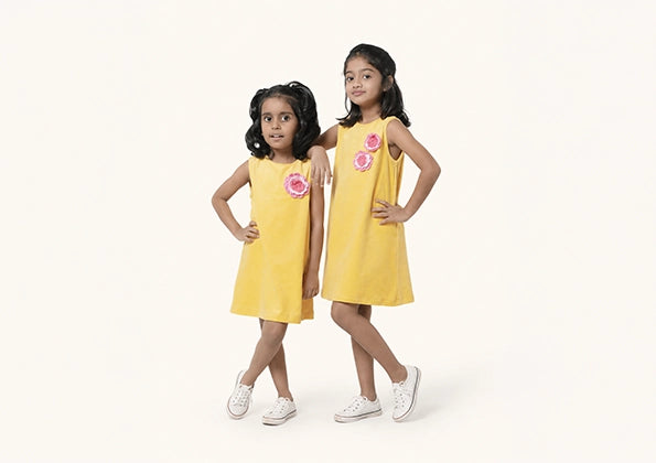 Yellow Velvet A-line Frock