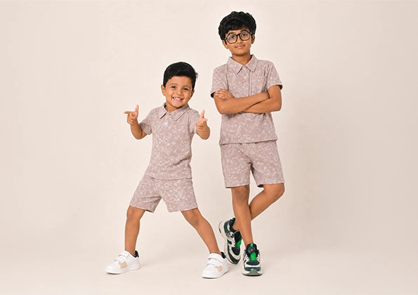 Brown & Off White Collar Set