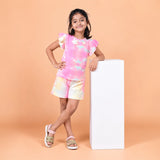 Neon Pink Tie Dye Ruffle Top Set