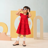 Red & Maroon Layerd Frock