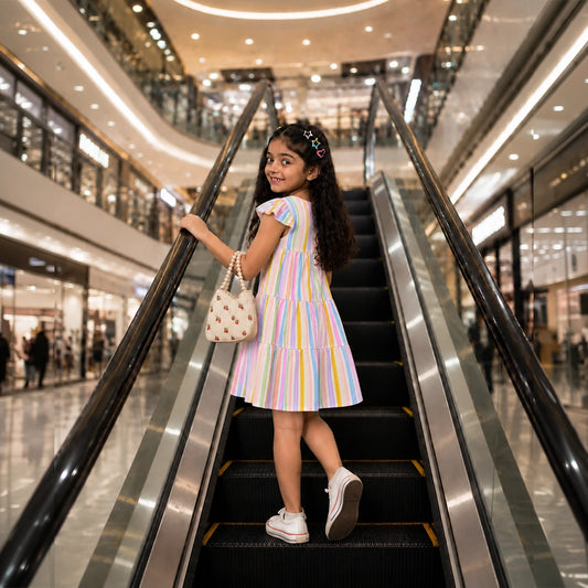 Multi-Colour Stripe Layered Frock