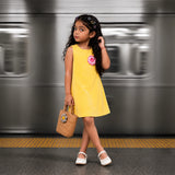 Yellow Velvet A-line Frock