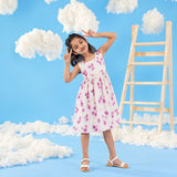 Magenta Floral Square Neck Frock